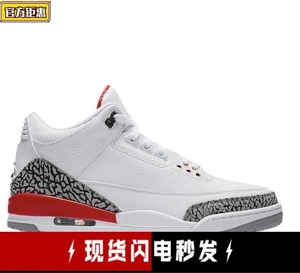 Air Jordan 3 AJ3 飓风白红白水泥爆裂纹男女 136064-116