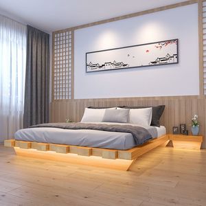 实木日式榻榻米地台床拼接悬浮床矮床民宿现代简约落地木板床定做