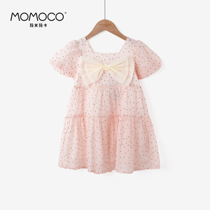 MOMOCO/玛米玛卡女童波点法式连衣裙夏2024新款气质小女孩蛋糕裙