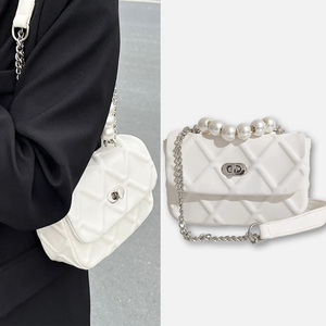 白色小方包品牌2024新款可爱小香风通勤紫色包包斜跨单肩包女包