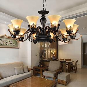 美式客厅复古欧式吊灯家装客厅餐厅铁艺枝型田园LED卧室灯饰
