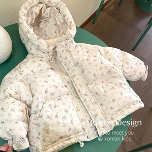 女童碎花棉服冬季23新款韩版童装女宝宝洋气儿童时髦保暖加厚棉衣