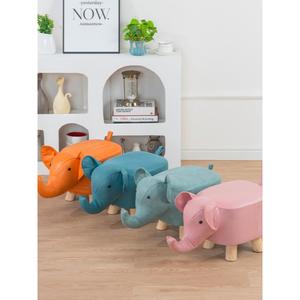 小象凳子科技布大象儿童卡通动物凳小凳子客厅实木换鞋凳小矮凳