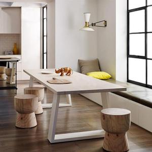 铁艺长桌简约餐桌复古长方形电脑桌办公桌大板实木会议桌书桌定做