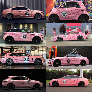 保时捷911粉猪车贴拉花718帕拉梅拉宝马3系奔驰c63粉红猪改装贴纸