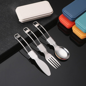 304不锈钢筷子可折叠刀叉勺套装学生户外露营野餐便携式旅行餐具