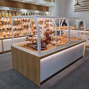 实木面包展示柜铁艺中岛边柜玻璃商用蛋糕模型柜收银台陈列货架