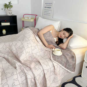 莱赛尔天丝床盖单件全棉纯棉四层纱布毛巾被多功能盖毯凉感大床单