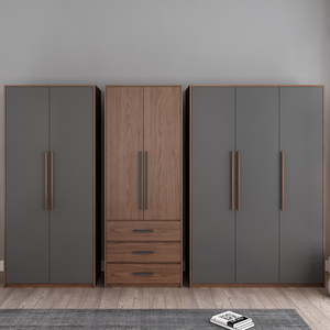 全友家居北欧衣柜现代简约经济型组装五门实木质板式主卧室家