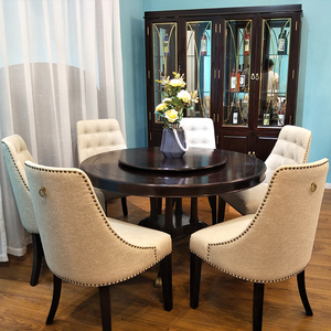 美萃家具美式轻奢餐桌椅现代简约餐厅圆形大餐台样板房别墅小红书