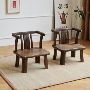 中式实木靠背圈椅榻榻米座椅小椅子喝茶椅休闲椅阳台凳子飘窗矮椅