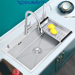 杜拉维特304不锈钢手工水槽单槽 厨房加厚大洗菜盆洗碗台上盆台下