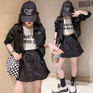 女童套装春季2024新款韩版洋气时髦运动套装裙休闲儿童两件套外贸