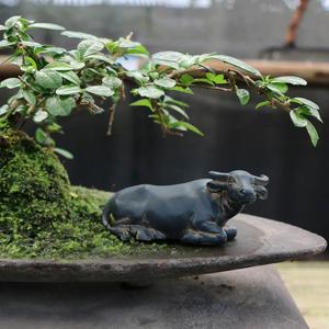 小水牛摆件微景观动物装饰品花盆庭院假山流水树脂工艺品盆景配件