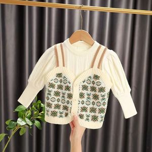 女童毛衣背森系心套装两件套2023冬季新款女孩针织马甲韩版中小童