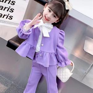 大牌外贸~韩系韩版童装女童秋款时髦洋气套装儿童纯色两件套宝宝