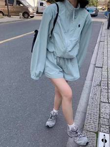 休闲运动短裤套装女欧洲站2024夏季新款韩版防晒冲锋衣外套两件套