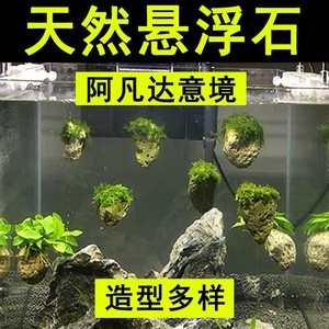 莫斯浮石鱼缸造景浮石阿凡达景观悬浮石头水族箱假山水草组合装饰