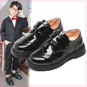 儿童皮鞋男童鞋子春秋2023新款韩版英伦风黑色软底小学生表演出鞋