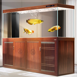 精养龙鱼缸大型2024新款客厅办公室公司开业高端轻奢中式金鱼缸