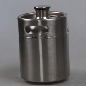304不锈钢表面拉丝鲜啤酒桶金属啤酒罐家酿2L螺纹盖储存容器定制