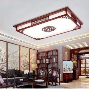 新中式吸顶灯长方形led灯具实木中国风仿古典客厅灯卧室套餐灯饰