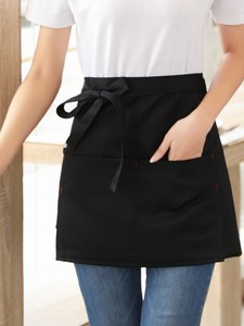 服务员男女半身短款黑色小围裙韩版咖啡西餐厅火锅奶茶店酒吧饭店
