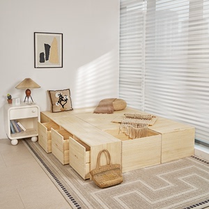 榻榻米木箱拼床实木储物床加宽飘窗拼接床箱定做小户型收纳高箱床
