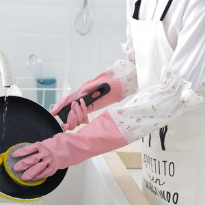 专业洗碗手套儿童小孩防水厨房家用加小号xs加绒塑料家务加长抓鱼