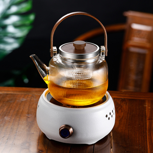 吉谷官方食品级陶瓷电陶炉围炉煮茶壶玻璃烧水壶家用茶具电热茶炉