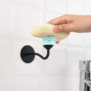 黑色磁吸肥皂架 免打孔壁挂不锈钢肥皂架 浴室倒挂磁吸肥皂架
