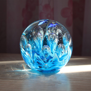 淄博特产创意装饰海浪球水晶球生日新年礼物海洋摆件琉璃纪念礼品