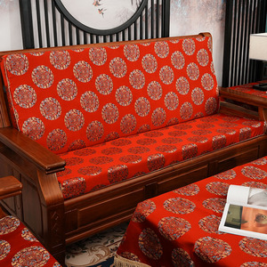 老式沙发垫带靠背四季款加厚加密防滑红木沙发坐垫春秋椅一体中式