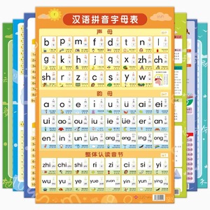 汉语拼音字母表墙贴儿童声母韵母拼读训练识字认字挂图口诀乘法