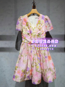 多洛塔cocoon可可尼专柜正品2024年夏莫奈花园灰紫色连衣裙3388