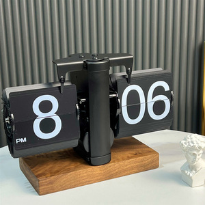创意自动翻页钟表复古客厅摆件座钟现代简约机械时钟摆钟家装台钟