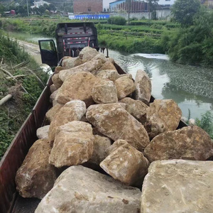 天然黄石桐庐石毛石假山流水鱼池围边河道驳岸护坡造景石