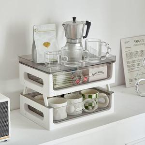 茶包收纳盒抽屉公式茶叶咖几啡办室茶水间家用茶杯子桌面置物架