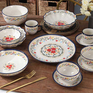 硕加波兰瓷韵陶瓷餐具碗碟套装家用面饭碗异域风情新疆风格