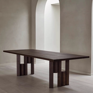 意式极简实木餐桌原木大板洽谈桌接待桌创意茶桌现代设计师工作台