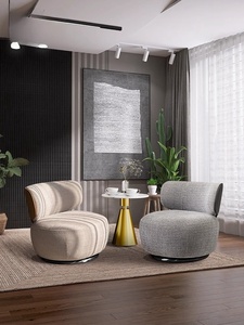 粟米轻奢布艺单人沙发客厅现代简约椅旋转商务休闲组合整套装家具