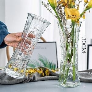 大号花瓶玻璃透明客厅摆件大口径养花瓶水培富贵竹加厚转运竹玫瑰