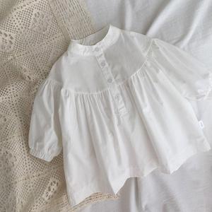 巴拉巴柆春秋宝宝衬衫裙长袖薄款洋气韩版女童白色连衣裙婴儿打底