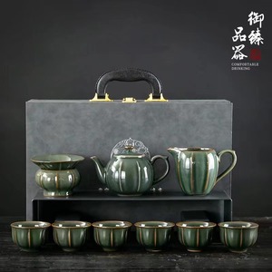 哥窑功夫茶具套装整套陶瓷德化陶瓷茶具商务全套开片套组高档礼盒