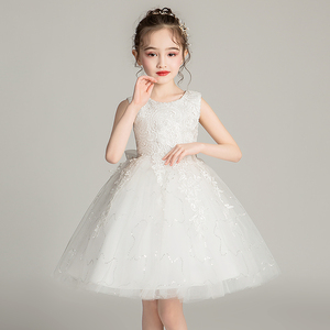 迪士尼8韩版女小童10蕾丝7跳舞蓬蓬网纱裙6白色背心公主裙子5岁