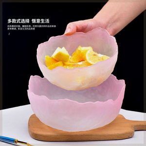 法兰晶创意日式莲雾粉玻璃水果沙拉碗套装可爱甜品碗家用客厅果盘