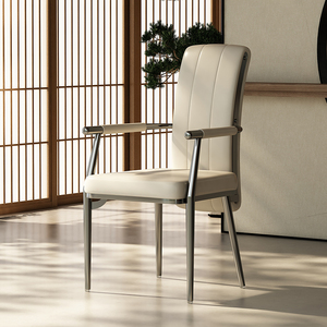 轻奢茶椅现代简约主人椅子高靠背皮面软包客人椅高级感设计师餐椅
