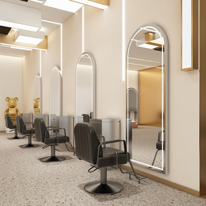 网红理发店镜子发廊专用美发店镜台led灯潮款单面镜剪发烫染区镜