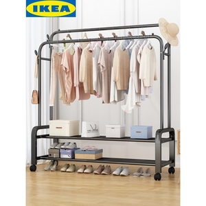IKEA宜家简易衣柜现代铁架卧室组合装出租房省空间收纳折叠储物布
