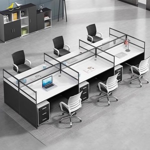 职员办公桌简约现代46双人位办公室卡座隔断员工桌椅组合屏风工位